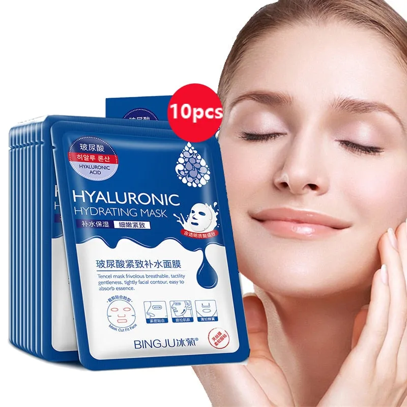 10 Pieces Hyaluronic Acid Facial Mask Sheet