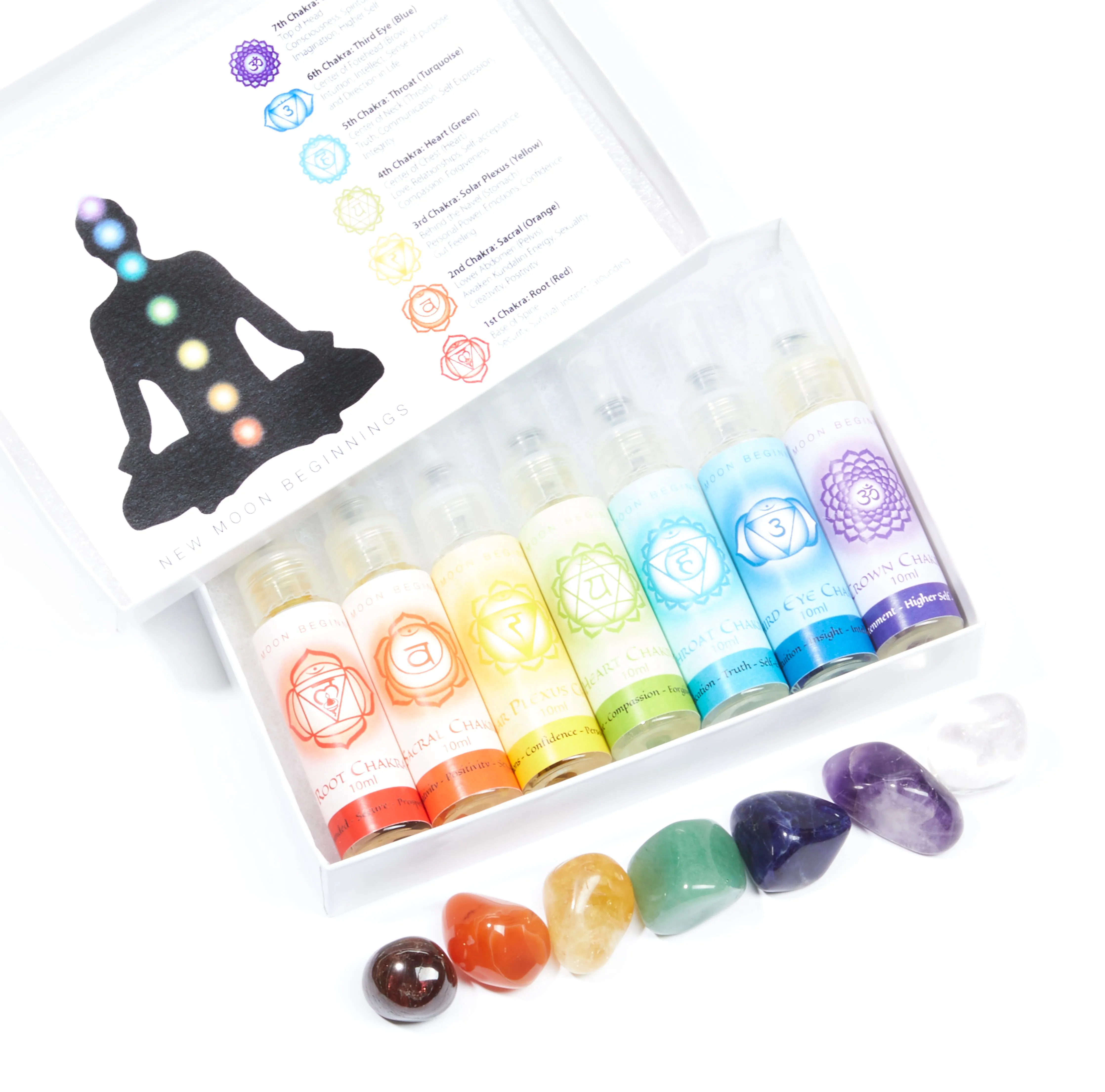 10ml chakra spray Set with 7 chakra stone set - 7 chakra spray - seven chakra body spray - aromatherapy - chakra balancing - chakra spray
