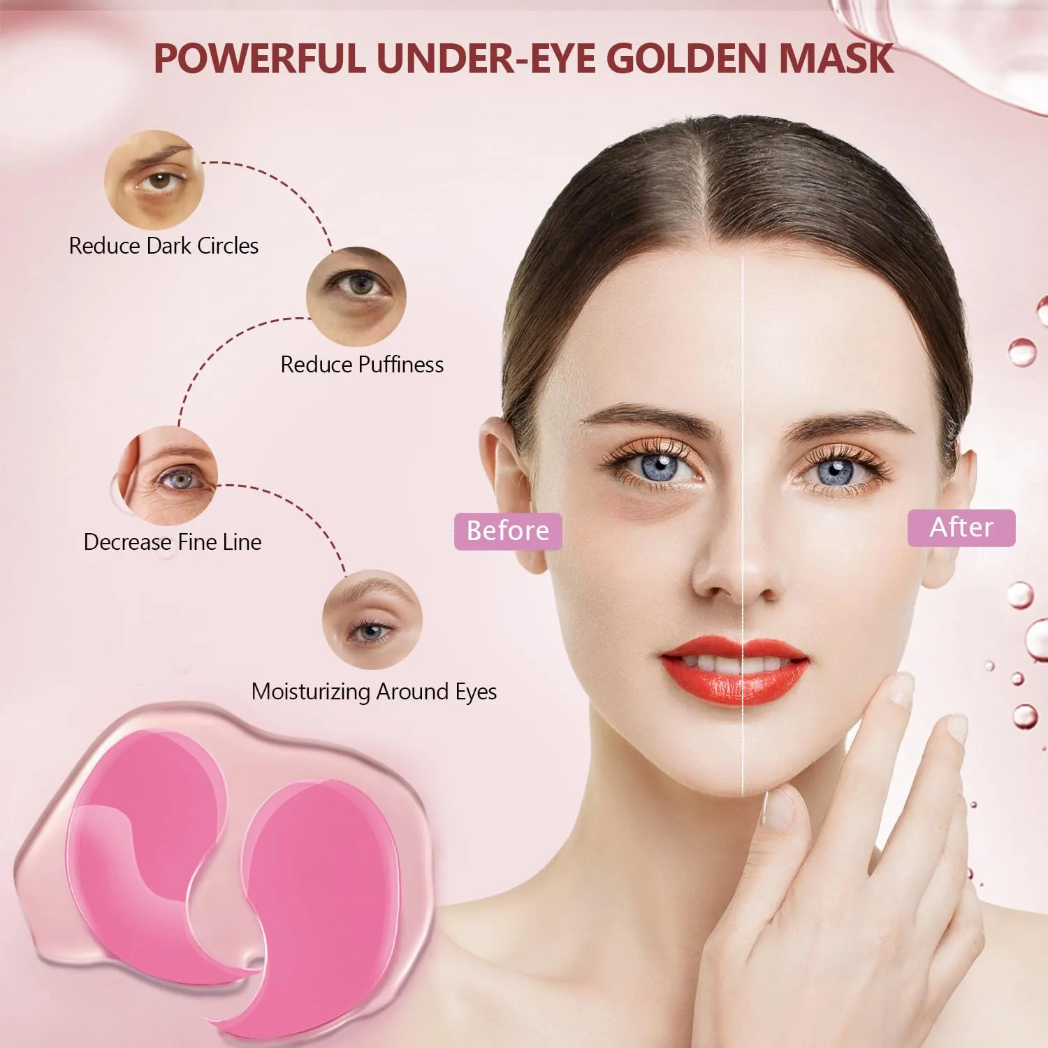 2 Packs 60 Pcs Under Eye Patches, Green Pink, 30 Pairs Undereye Mask for Puffy Eyes Dark Circles Treatment, Collagen Gel Pads Hydrating for Eye Bags Puffiness Wrinkle, Women Men Beauty Skin Care