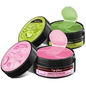 2 Packs 60 Pcs Under Eye Patches, Green Pink, 30 Pairs Undereye Mask for Puffy Eyes Dark Circles Treatment, Collagen Gel Pads Hydrating for Eye Bags Puffiness Wrinkle, Women Men Beauty Skin Care