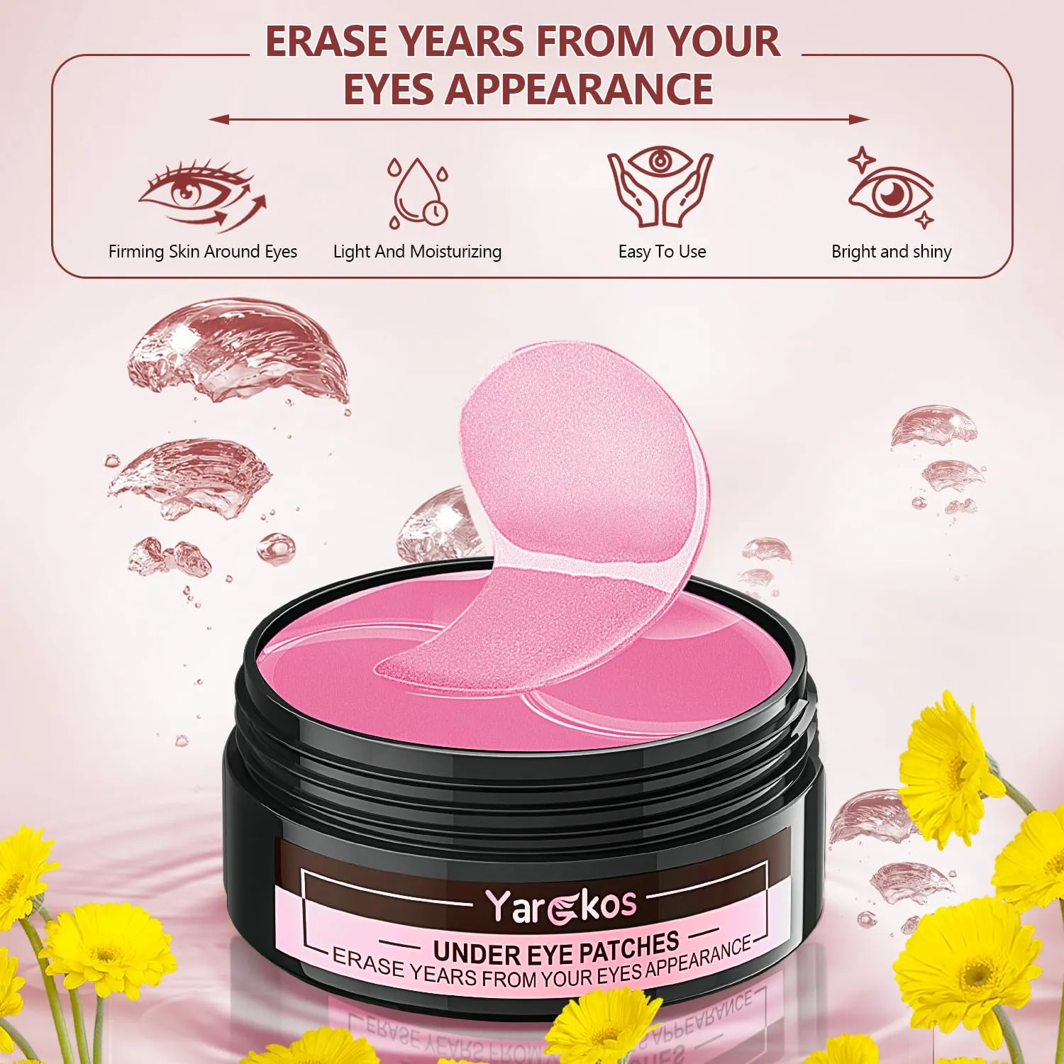 2 Packs 60 Pcs Under Eye Patches, Green Pink, 30 Pairs Undereye Mask for Puffy Eyes Dark Circles Treatment, Collagen Gel Pads Hydrating for Eye Bags Puffiness Wrinkle, Women Men Beauty Skin Care