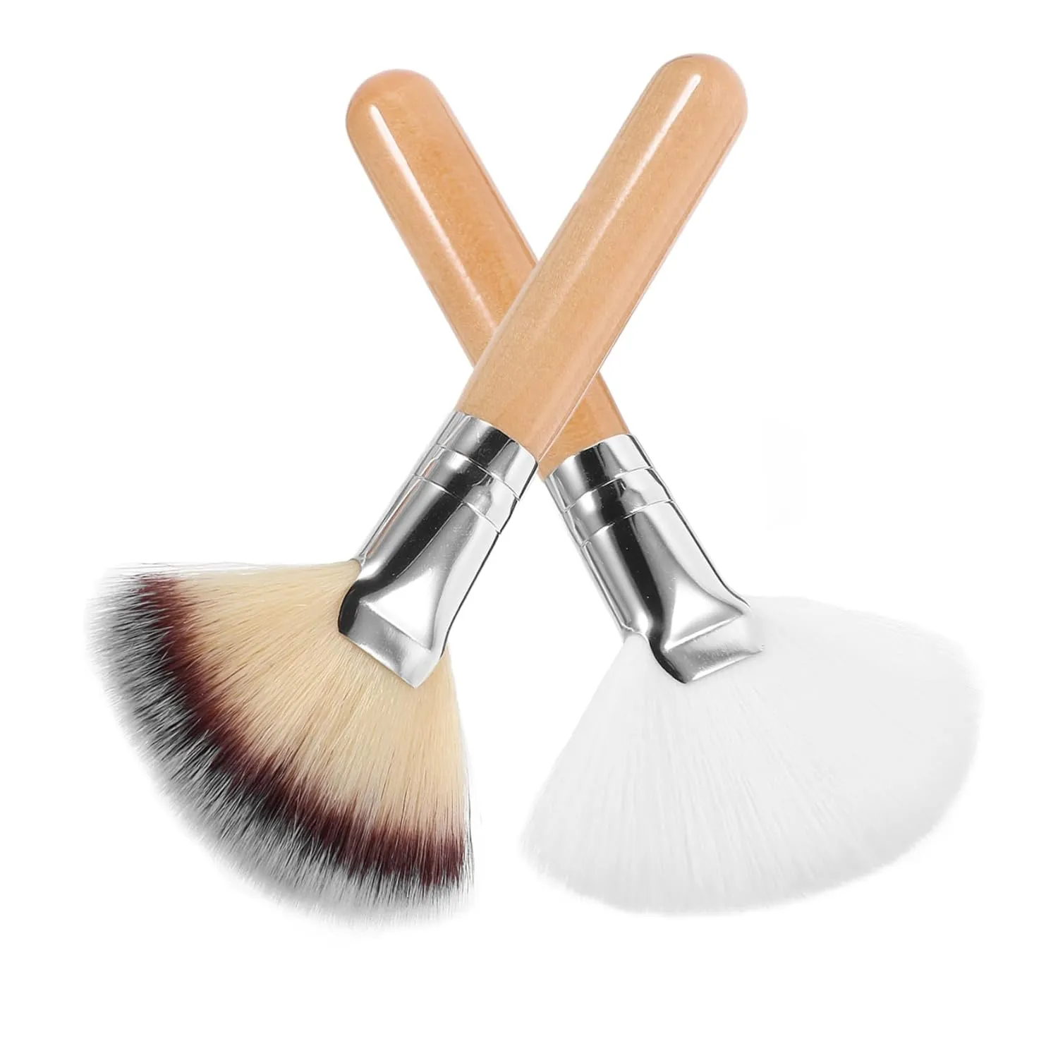2pcs Fluffy Face Makeup Brushes for Loose Powder Highlighting Sturdy Handle Cheekbone Brushes for Women for Blending Buffing Cosmetics