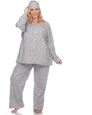 3 Piece Pajama Set | Grey Polka Dots