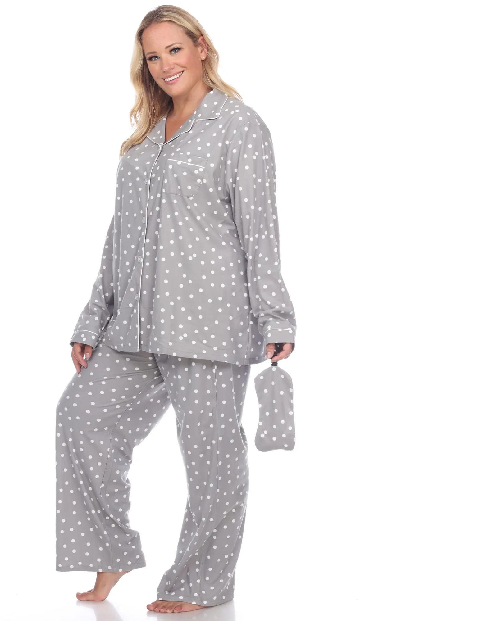3 Piece Pajama Set | Grey Polka Dots
