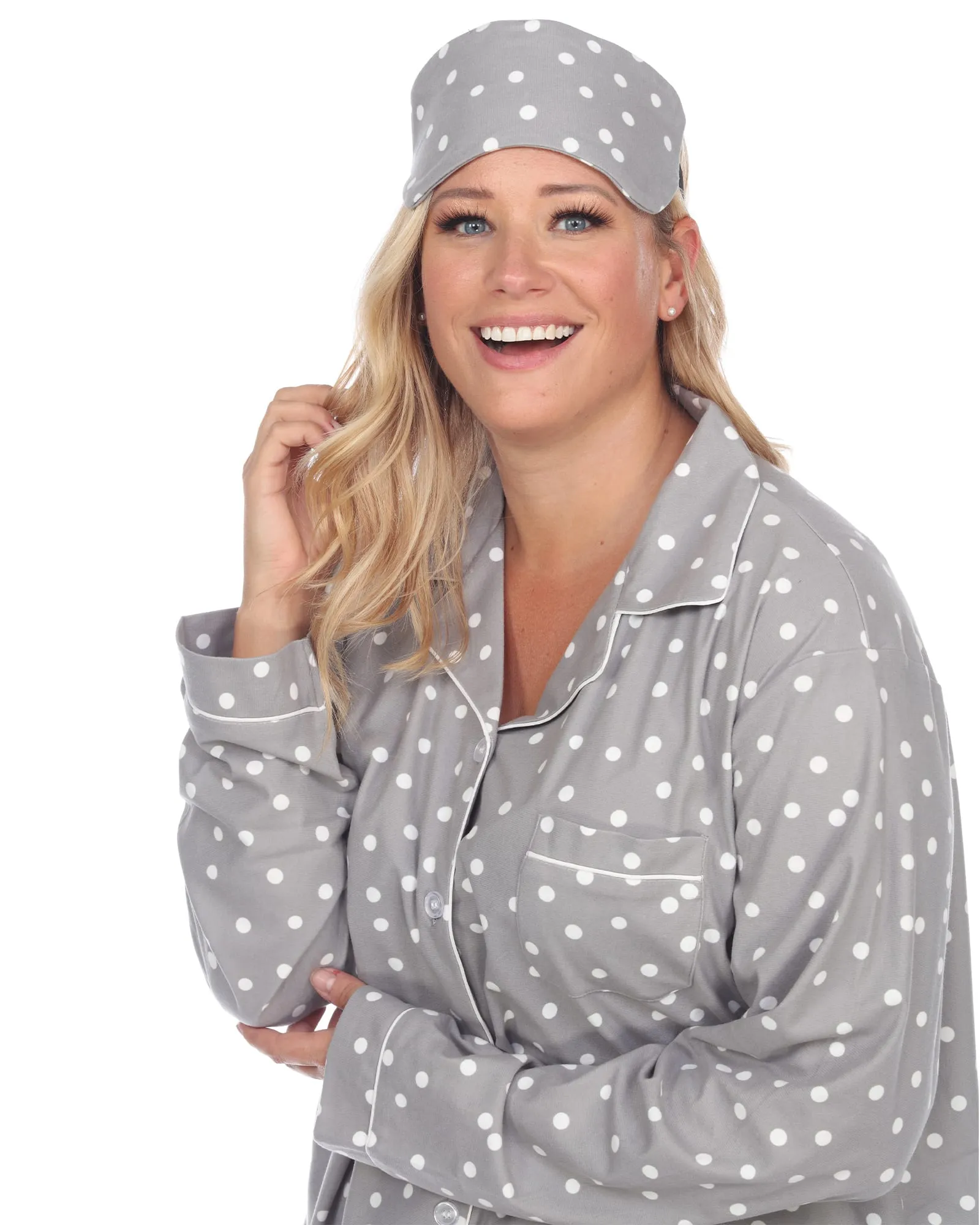3 Piece Pajama Set | Grey Polka Dots
