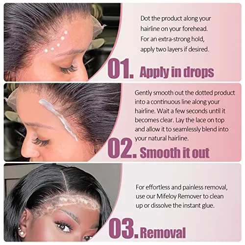 4 Pcs Wigs Set, Invisible Wig Glue, Wig Glue Remover, Front Lace Elastic Wig Melting Band, Pink 3 In 1 Edge Brush, Beginners Women Girls Cosplay Kit