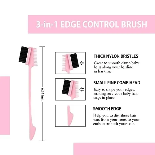 4 Pcs Wigs Set, Invisible Wig Glue, Wig Glue Remover, Front Lace Elastic Wig Melting Band, Pink 3 In 1 Edge Brush, Beginners Women Girls Cosplay Kit