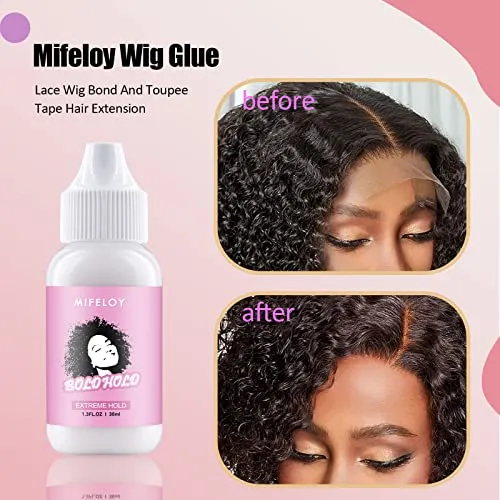 4 Pcs Wigs Set, Invisible Wig Glue, Wig Glue Remover, Front Lace Elastic Wig Melting Band, Pink 3 In 1 Edge Brush, Beginners Women Girls Cosplay Kit