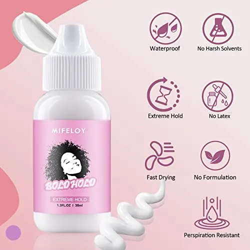 4 Pcs Wigs Set, Invisible Wig Glue, Wig Glue Remover, Front Lace Elastic Wig Melting Band, Pink 3 In 1 Edge Brush, Beginners Women Girls Cosplay Kit
