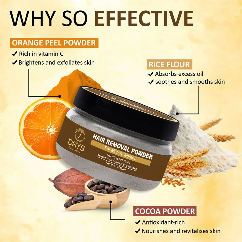 7 Days Pure Hair Removal Powder Three in one Use For Powder D-Tan Skin, Removing Hair Cream