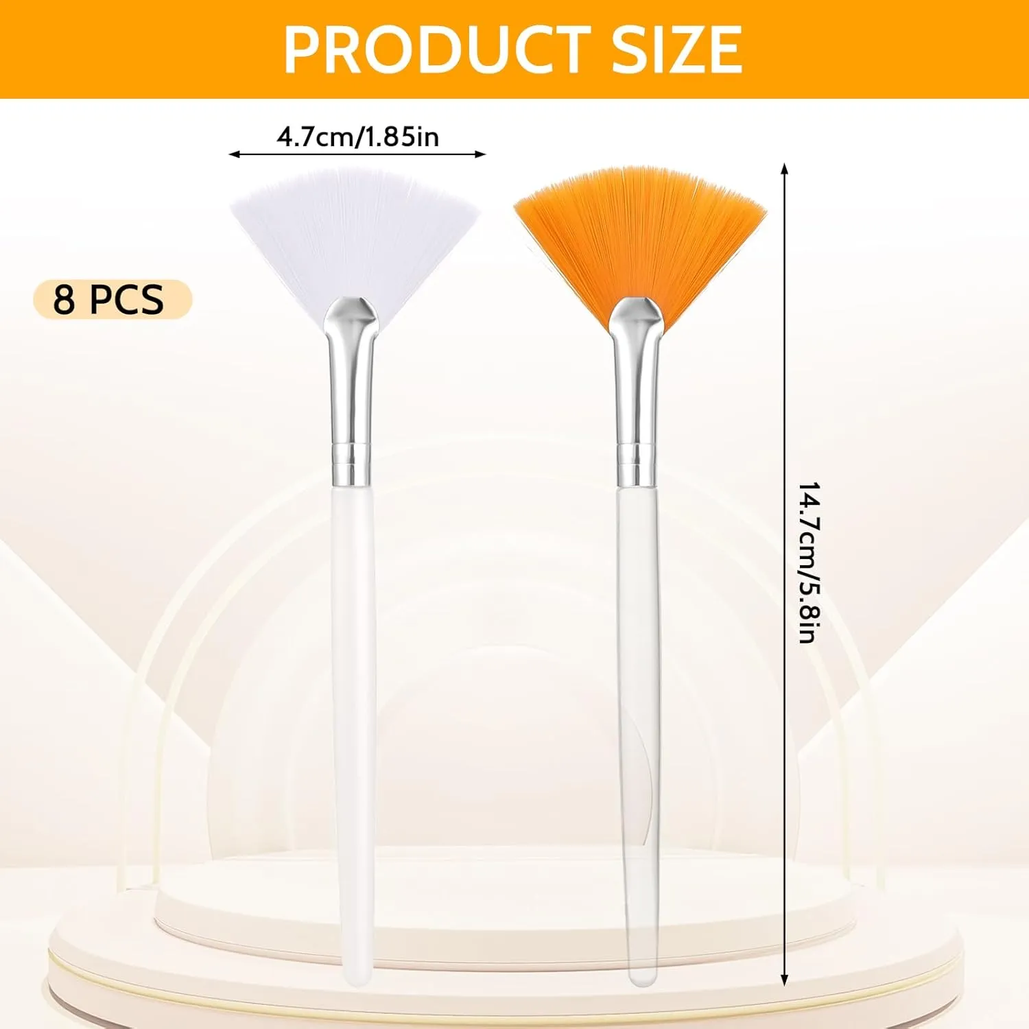 8 Pcs Fan Brushes Esthetician Soft Facial Brushes Fan Mask Brushes Cosmetic Makeup Mask Applicator Brushes for Women Girls, for Loose Powder, Highlighting and Blush