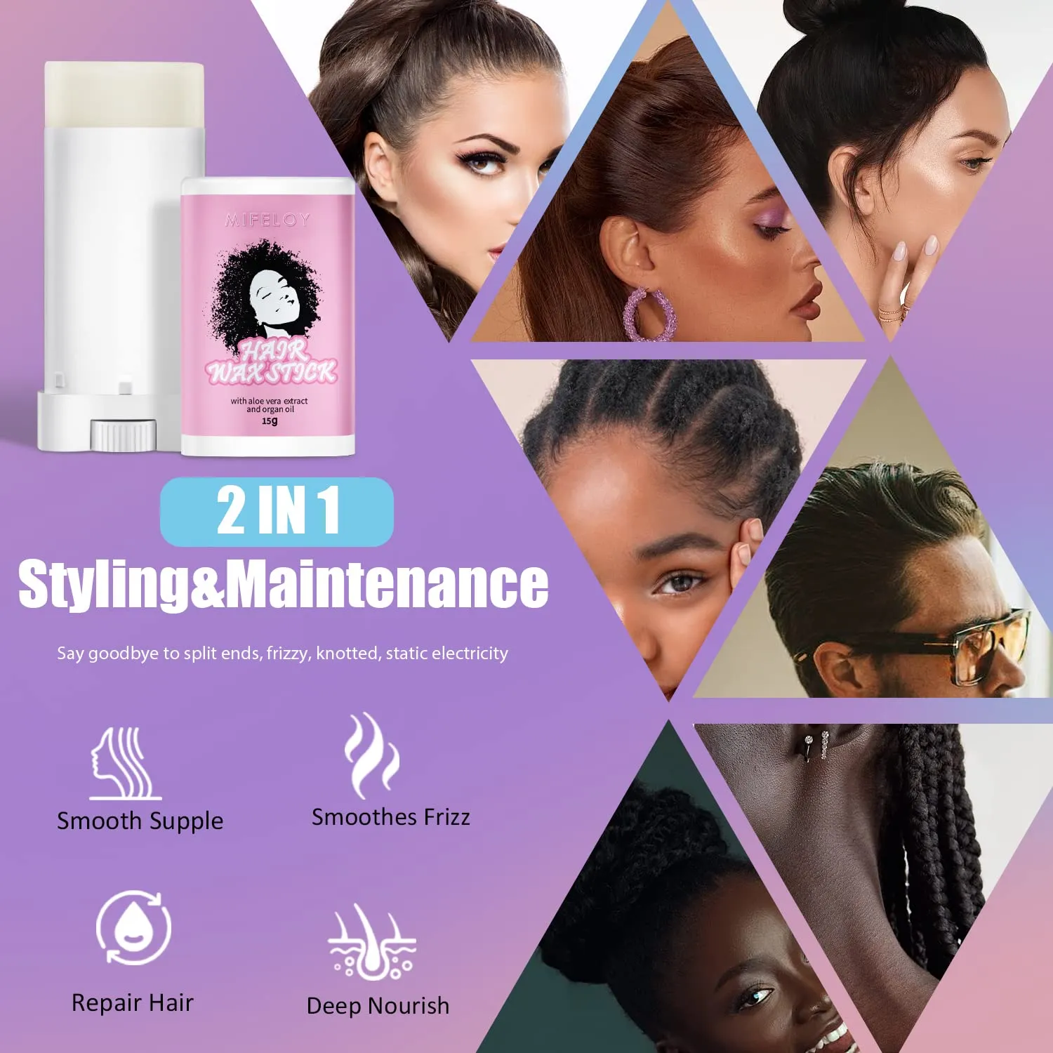 8 Pcs Wigs Kit for Beginners Women Girls Cosplay, Invisible Front Lace Wig Glue, Wig Glue Remover, Hair Wax Stick, Styling Edge Control Gel, Elastic Wig Melting Band, Wig Caps, Pink 3 In 1 Edge Brush