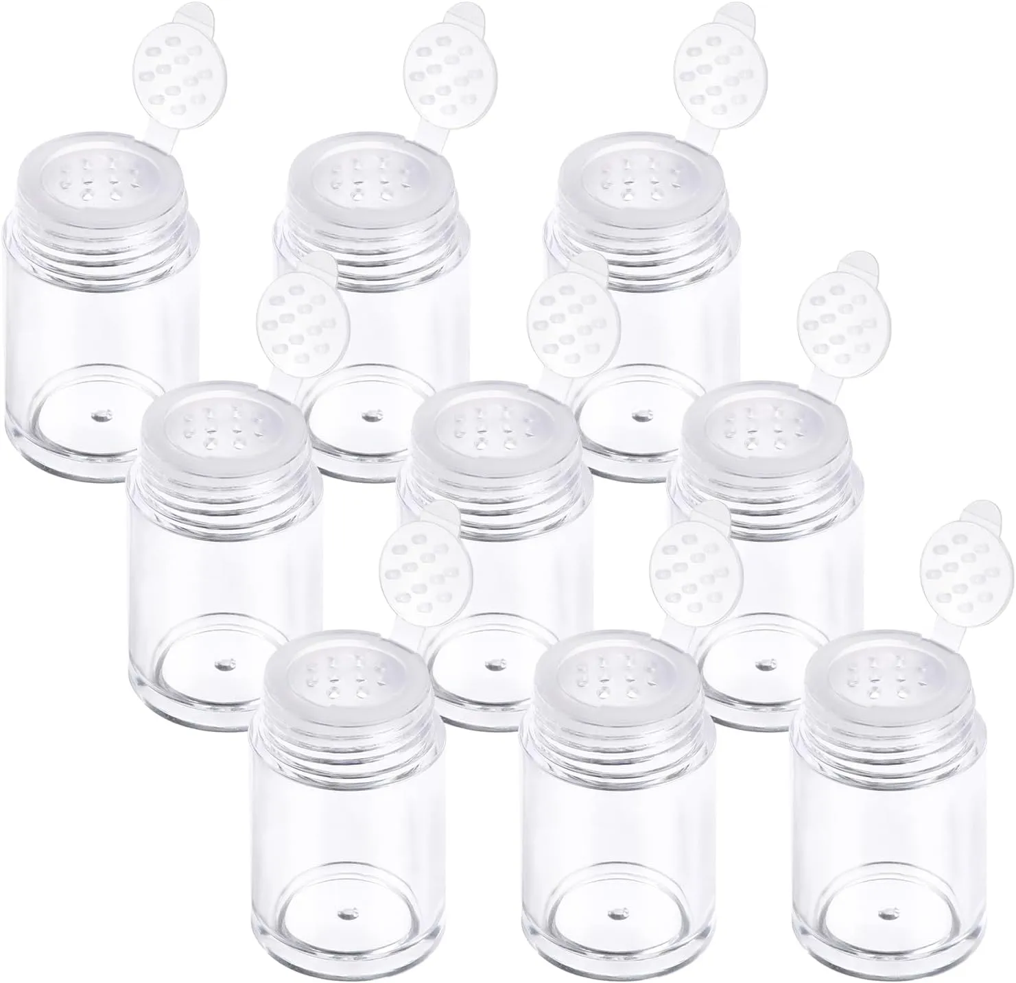 9 Pcs Clear Plastic Loose Powder Bottle Sequin Glitter Bottle Baby Powder Container with 12 Holes Sifter and Lids Loose Powders Containers 10 ml Travel Powders Container