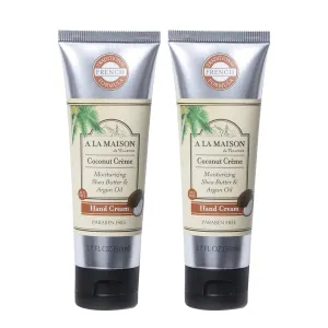A LA MAISON Moisturizing Cream, Coconut Creme - Uses: Hand, Argan Oil, Pure Shea Butter, Essential Oils, Plant Based, Cruelty-Free, SLS and Paraben Free (1.7 Oz, 2 Pack)