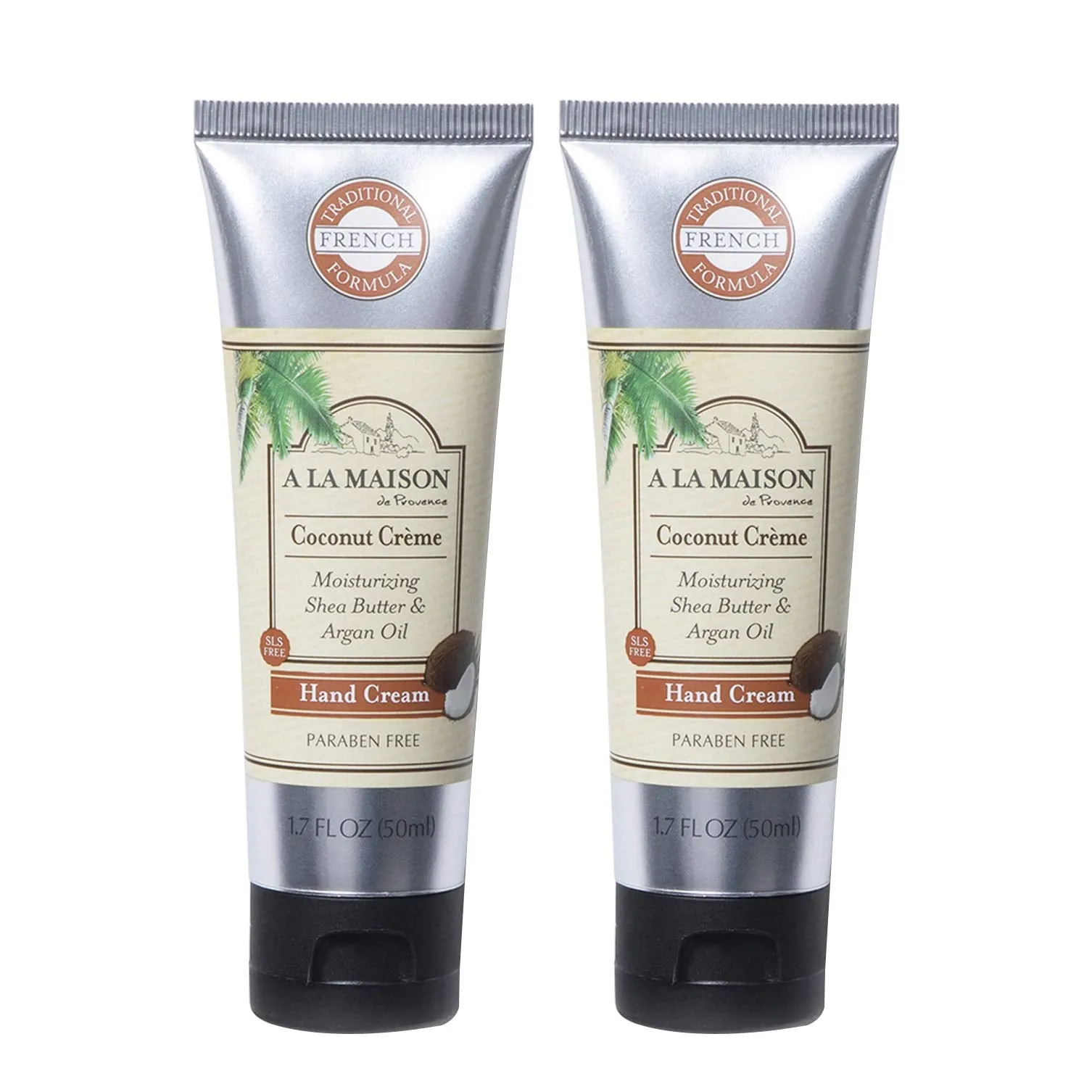 A LA MAISON Moisturizing Cream, Coconut Creme - Uses: Hand, Argan Oil, Pure Shea Butter, Essential Oils, Plant Based, Cruelty-Free, SLS and Paraben Free (1.7 Oz, 2 Pack)