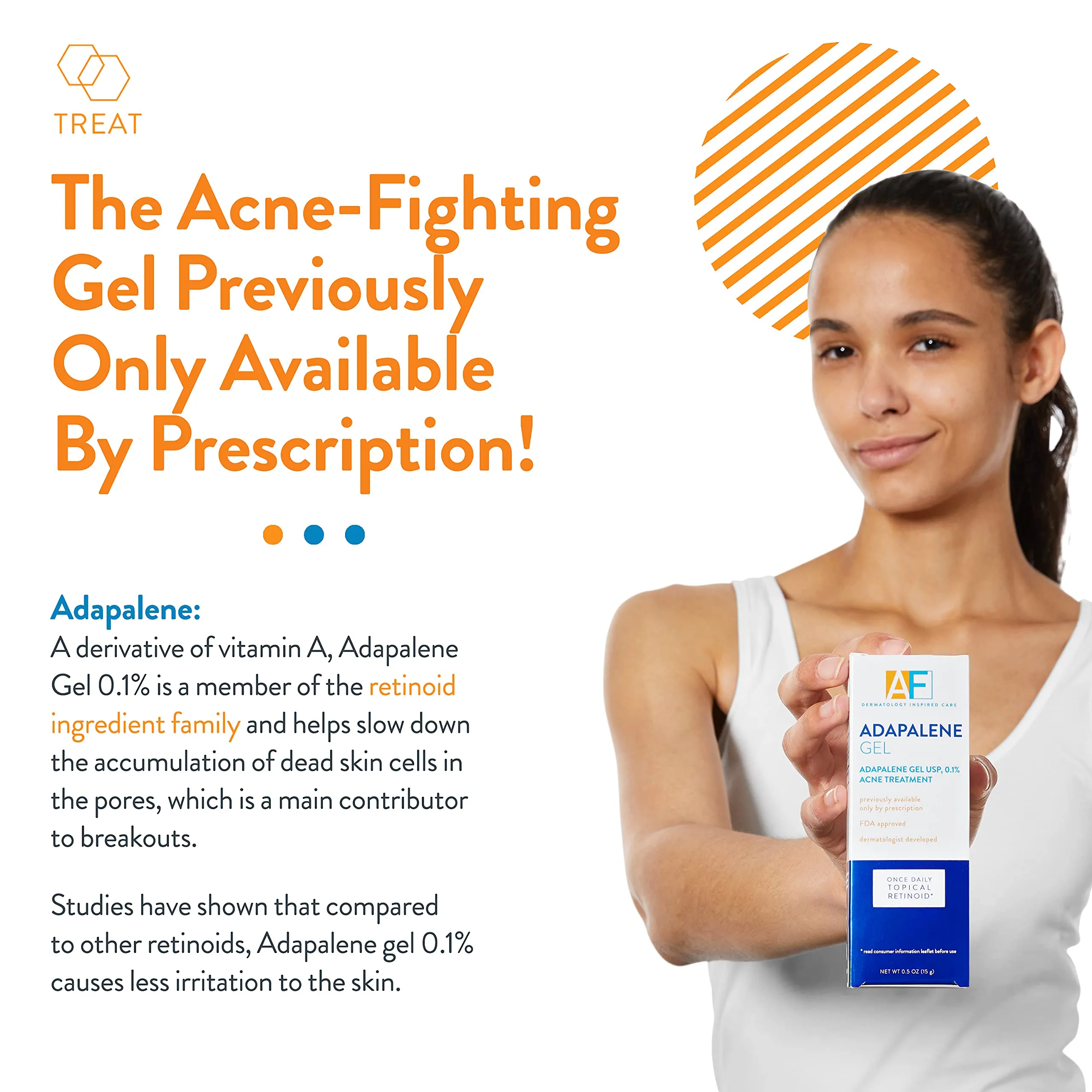 Acne Free Adapalene Gel 0.1%, Once-Daily Topical Retinoid Acne Treatment, 1.6 Ounce