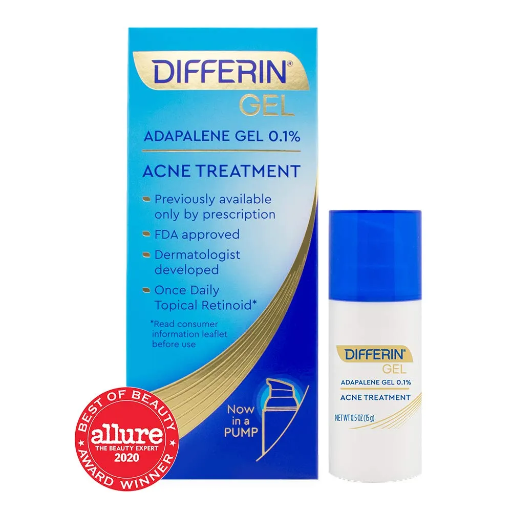 Acne Treatment Differin Gel for Face with Adapalene, Clears and Prevents Acne, Up to 30 Day Supply, 15g Pump