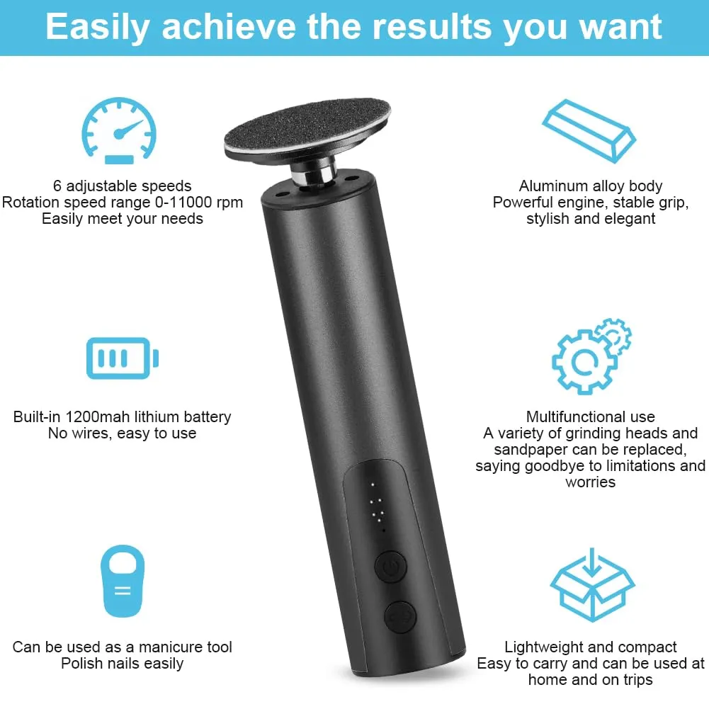 ACWOO Electric Callus Remover, Rechargeable Electric Foot Callus Remover Set with Interchangeable Foot Files, 9 Speeds, Foot Care Set for Cracked Heels, Calluses, Dead Skin (Black) Black