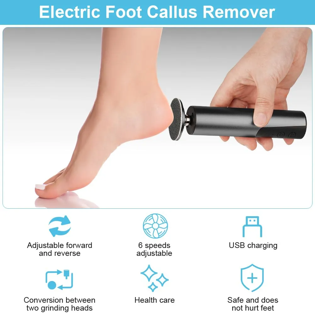 ACWOO Electric Callus Remover, Rechargeable Electric Foot Callus Remover Set with Interchangeable Foot Files, 9 Speeds, Foot Care Set for Cracked Heels, Calluses, Dead Skin (Black) Black