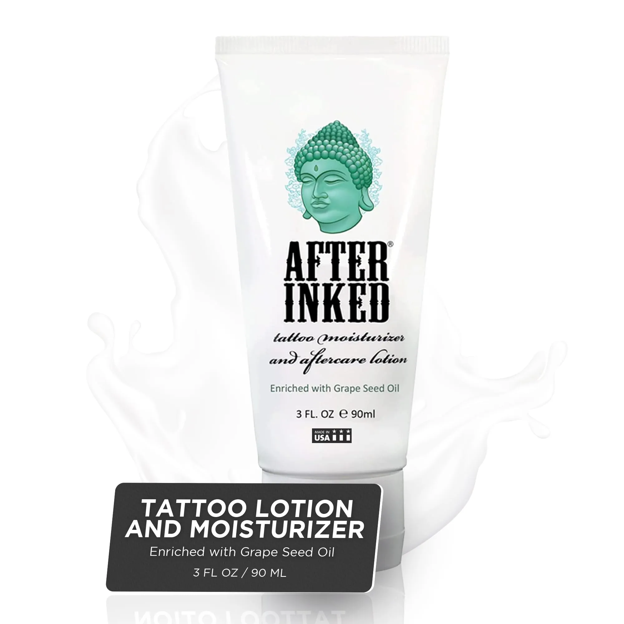 After Inked Tattoo Lotion - Tattoo Moisturizer Aftercare Lotion, Tattoo Balm, Ink Hydration Tattoo Aftercare Kit, 3 Fluid oz Tube (1-Pack) Tube: 3 Fl Oz (1 Unit)