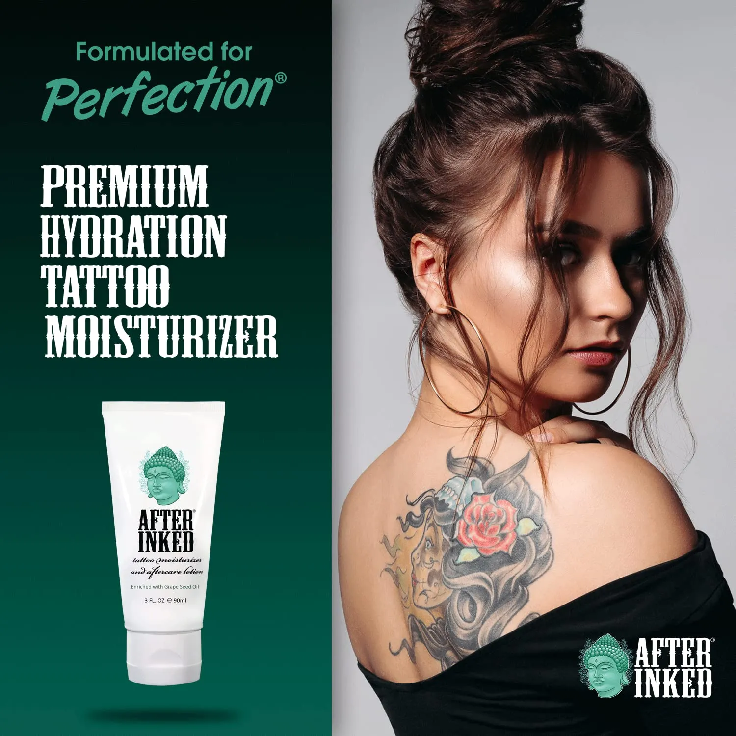 After Inked Tattoo Lotion - Tattoo Moisturizer Aftercare Lotion, Tattoo Balm, Ink Hydration Tattoo Aftercare Kit, 3 Fluid oz Tube (1-Pack) Tube: 3 Fl Oz (1 Unit)