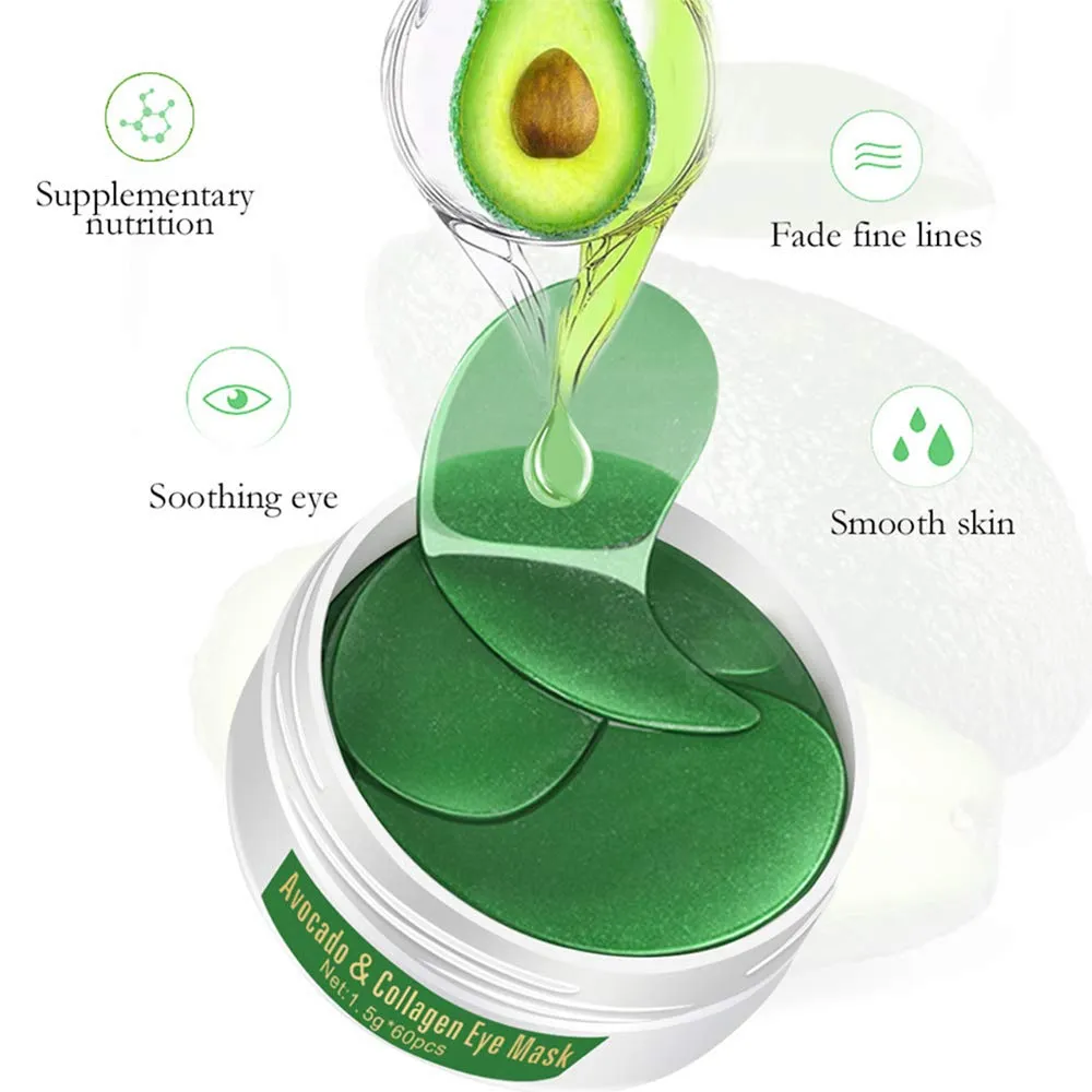 AICHUN BEAUTY 30 Pair Collagen Eye Mask Patch Hydro Gel Pad Anti-Wrinkle Dark Circles Bags Soft Smooth Skin Care Hydration Moisturizing (AVOCADO) Avocado