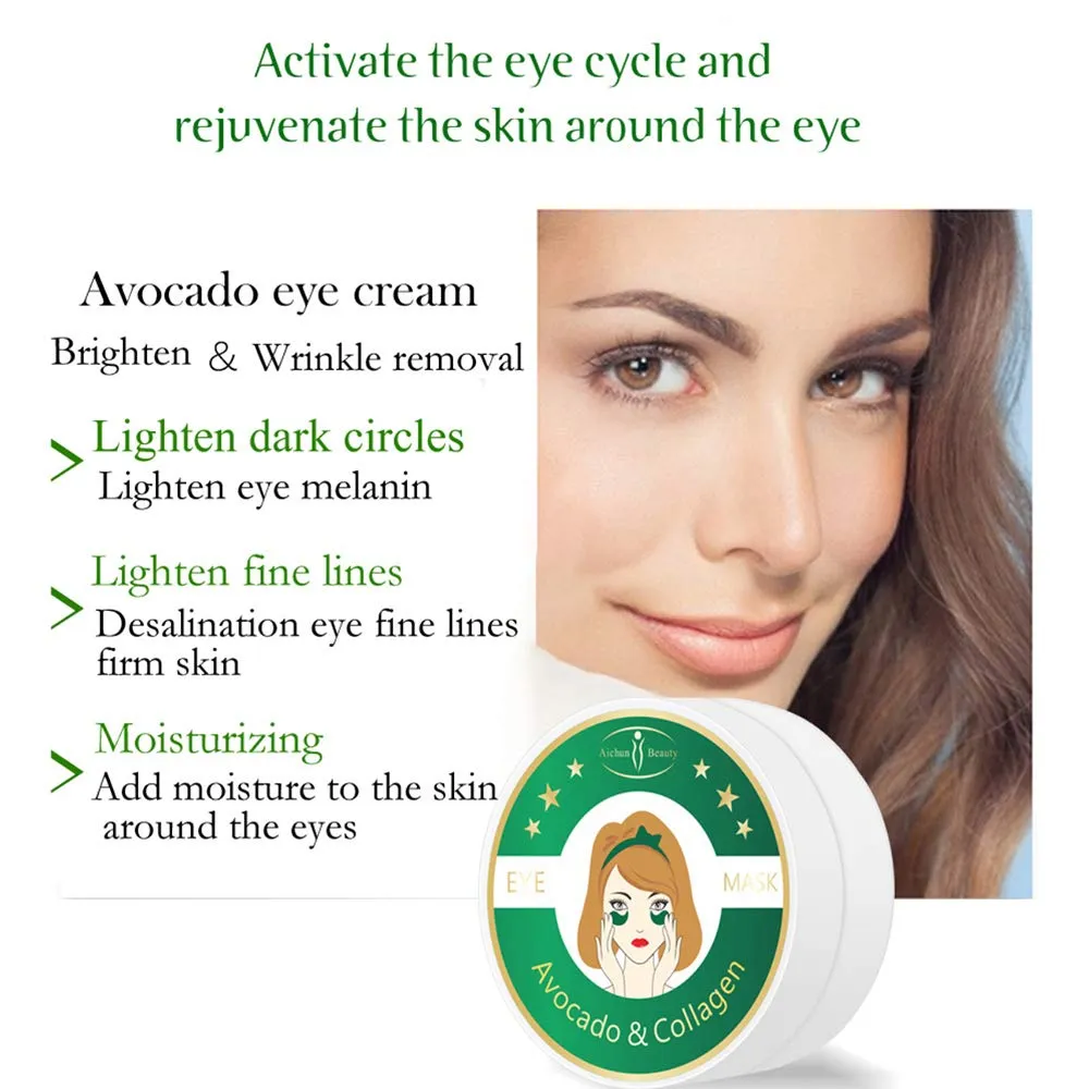 AICHUN BEAUTY 30 Pair Collagen Eye Mask Patch Hydro Gel Pad Anti-Wrinkle Dark Circles Bags Soft Smooth Skin Care Hydration Moisturizing (AVOCADO) Avocado
