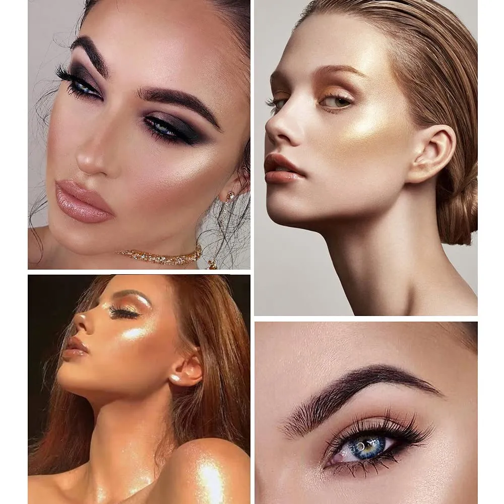 AKARY Face Glitter Blush Pink Shimmer Highlighter Blusher Powder Makeup Cosmetics Facial Contour Corrector Shine Rouge (#05 Mermaid)