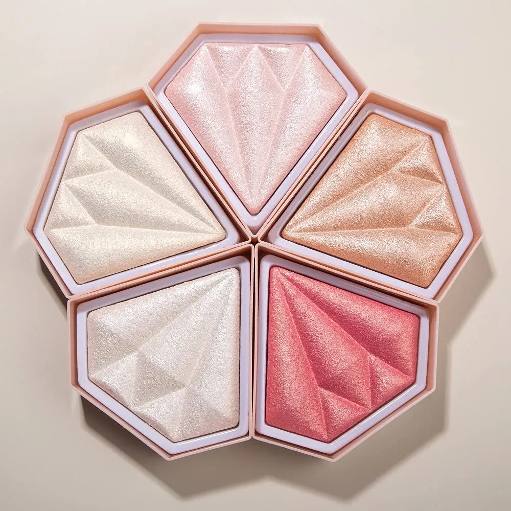 AKARY Face Glitter Blush Pink Shimmer Highlighter Blusher Powder Makeup Cosmetics Facial Contour Corrector Shine Rouge (#05 Mermaid)