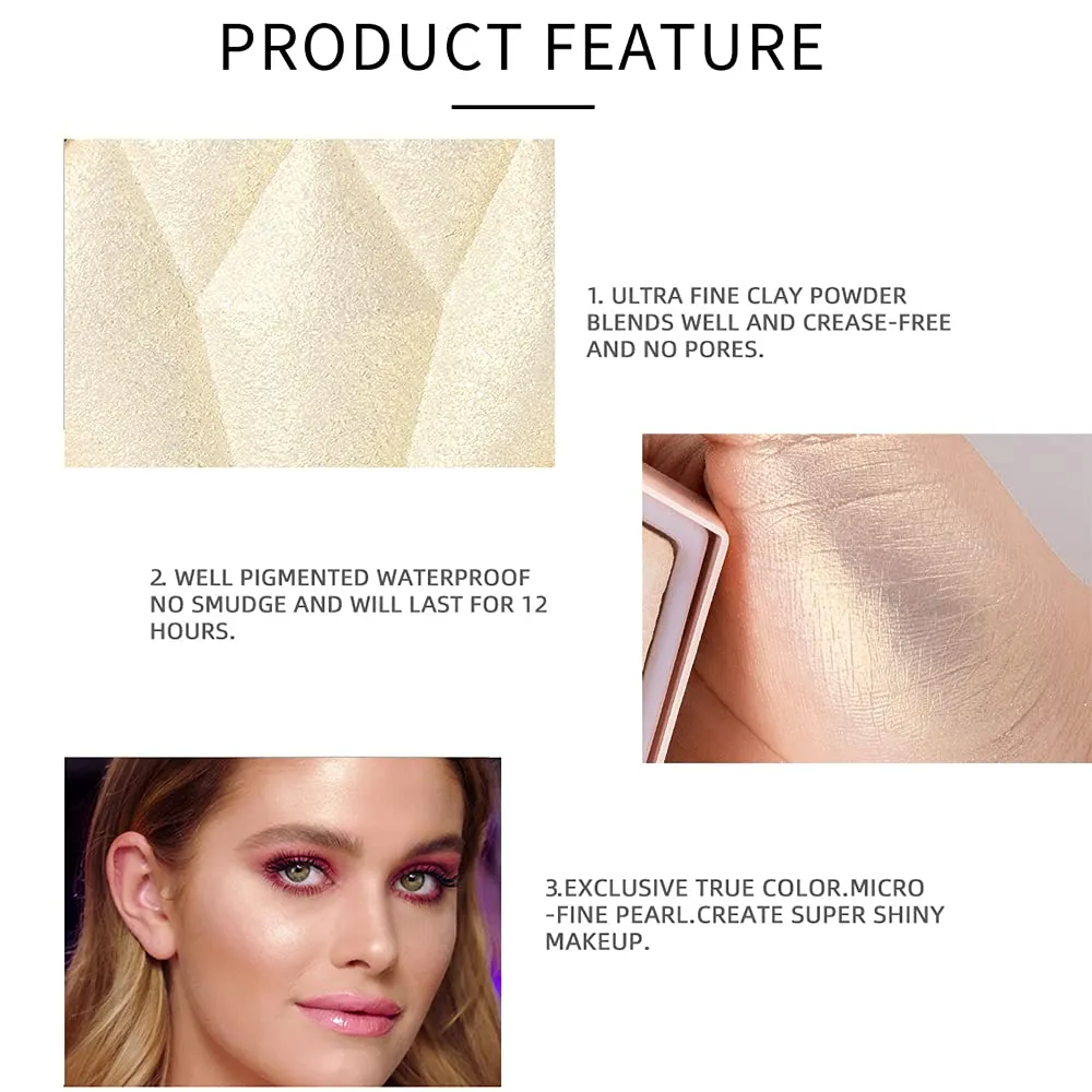 AKARY Face Glitter Blush Pink Shimmer Highlighter Blusher Powder Makeup Cosmetics Facial Contour Corrector Shine Rouge (#05 Mermaid)