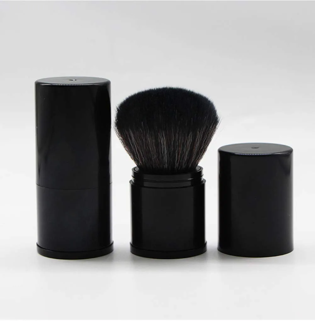AKOAK 1 Pack Retractable Kabuki Brush, Travel Foundation Blush Brush, Portable Makeup Brush with Blush, Bronzer, Contour, Professional Powder Mineral Blend for Buffing Makeup Applications (Black)