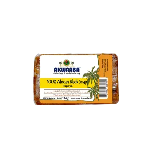 Akwaaba African Black Soap Bar (Papaya) 4oz