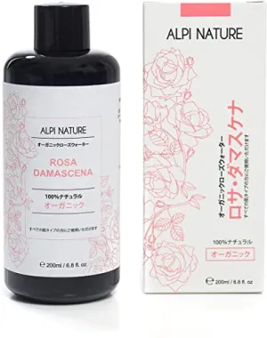 Alpi Nature Rose Water Organic Rosa Damascena Organic Rose Water Rosa Damascena Facial Toner Direct Steam Distillation Floral Water in Dark Blue Glass Bottle