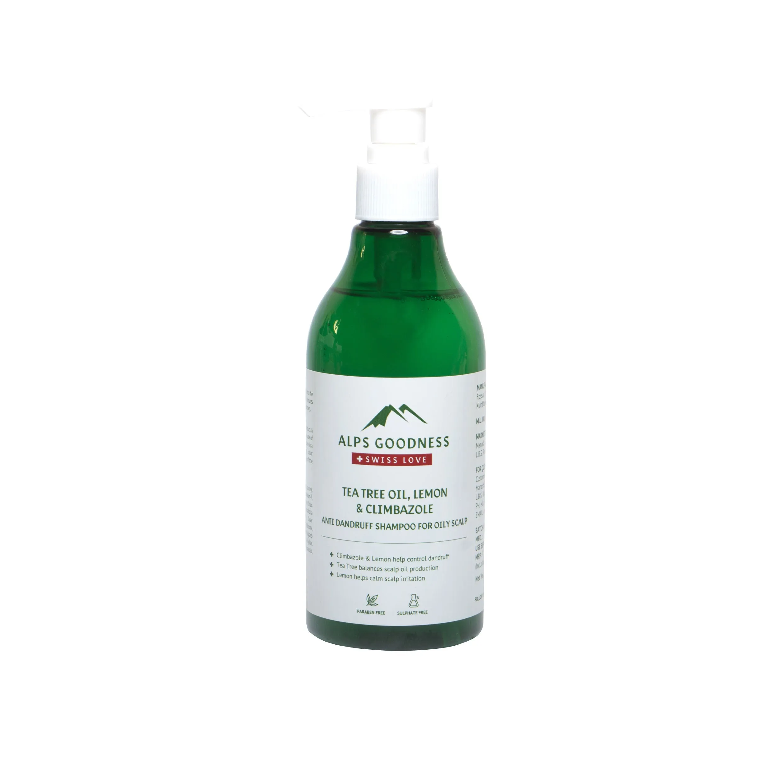Alps Goodness Tea Tree Oil, Lemon & Climbazole Anti-Dandruff Shampoo for Oily Scalp (290ml) | Sulphate Free, Silicone Free, Paraben Free | Gentle & Mild Cleansing Shampoo| Vegan