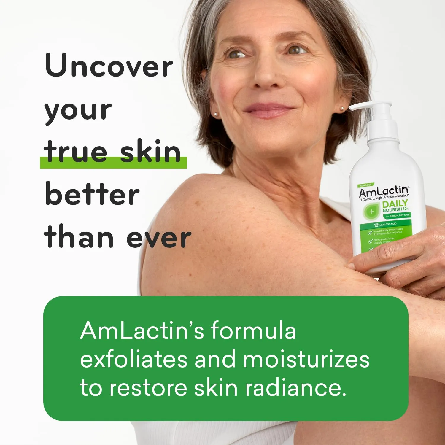 AmLactin Daily Nourish Body Lotion Bundle - 5% 7.9oz and 12% 14.1oz Exfoliating and Moisturizing Lotions for Dry Skin