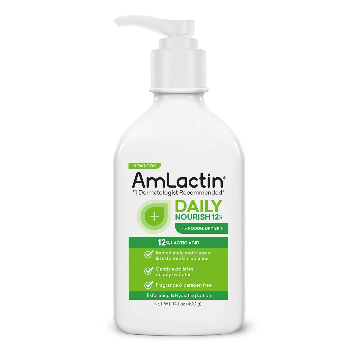 AmLactin Daily Nourish Body Lotion Bundle - 5% 7.9oz and 12% 14.1oz Exfoliating and Moisturizing Lotions for Dry Skin