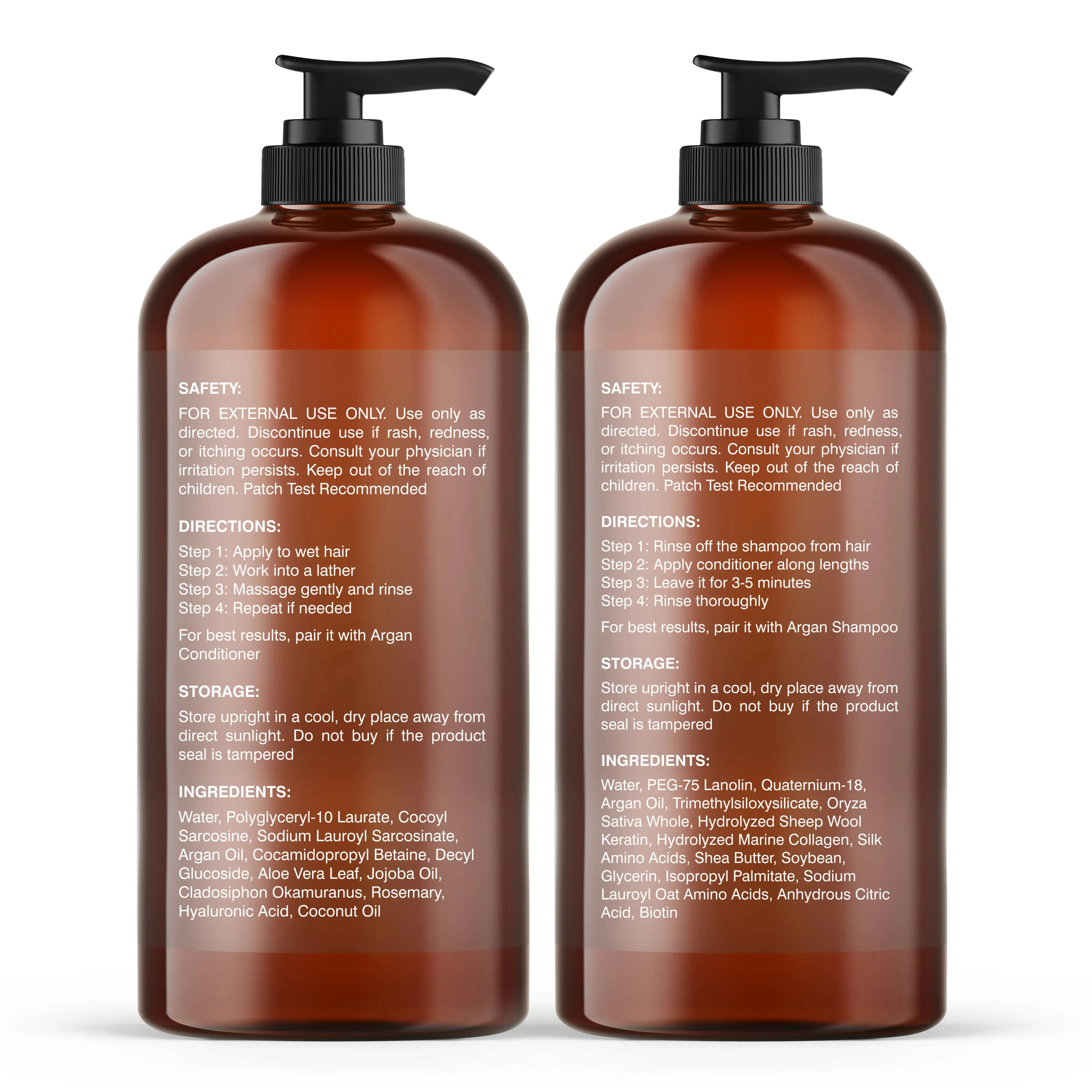 Argan Oil Shampoo & Conditioner Set with Moroccan Argan Oil | 16 fl oz each