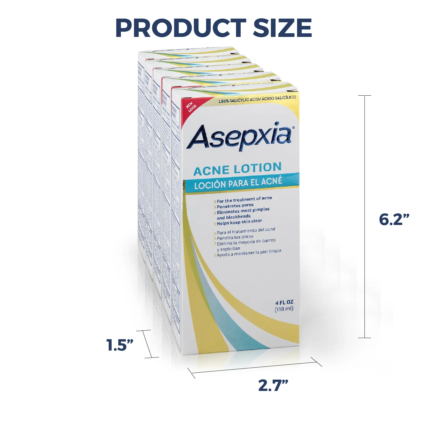 Asepxia Lotion with Salicylic Acid Facial Pimple & Blackhead Acne Lotion - 4 oz. (118g) - Case of 10