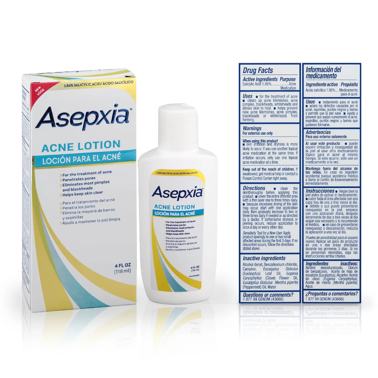 Asepxia Lotion with Salicylic Acid Facial Pimple & Blackhead Acne Lotion - 4 oz. (118g) - Case of 10