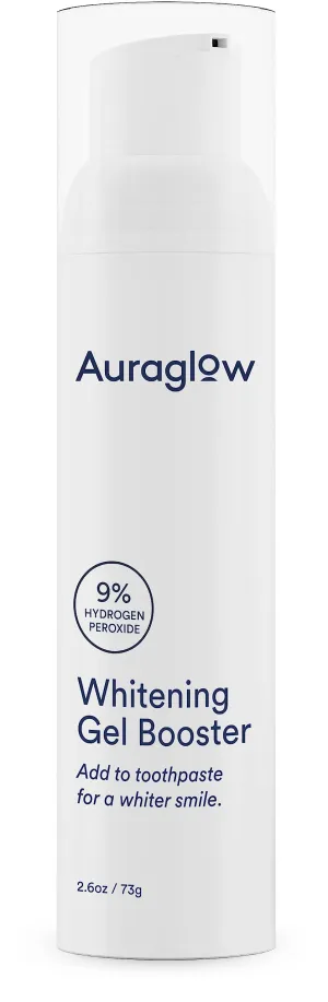 Auraglow Whitening Gel Booster, Add to Toothpaste to Whiten, Teeth Whitening Toothpaste Gel, 9% Hydrogen Peroxide Whitening Gel, 350  Whitening Treatments, 6-Month Supply, 2.6oz