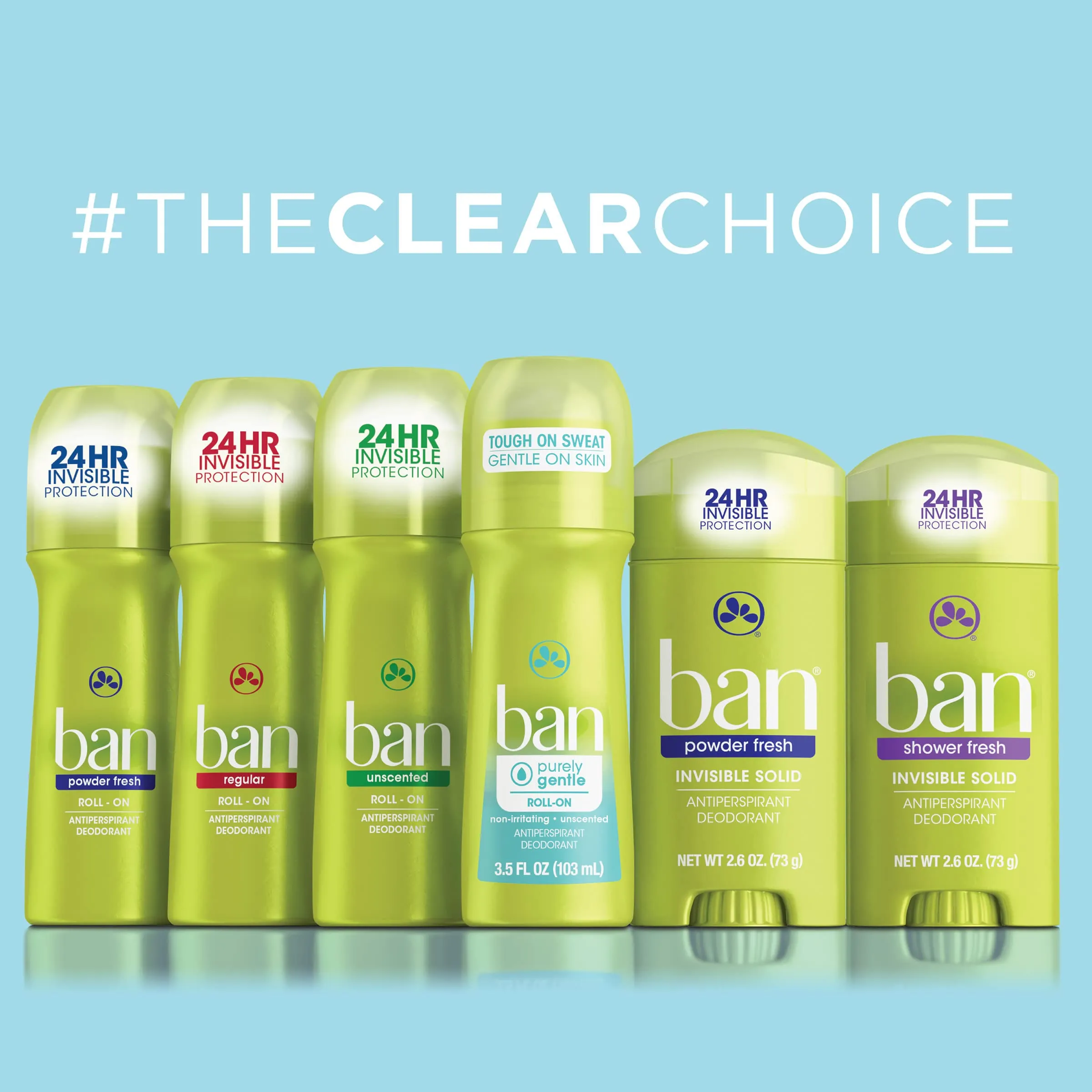 Ban Shower Fresh 24-hour Invisible Antiperspirant, Solid Deodorant for Women and Men, Underarm Wetness Protection, with Odor-fighting Ingredients, 2.6 Ounce (Pack of 4) Ban Shower Fresh, Invisible Solid, 24-hour Antiperspirant, 2.6oz (Pack of 4)