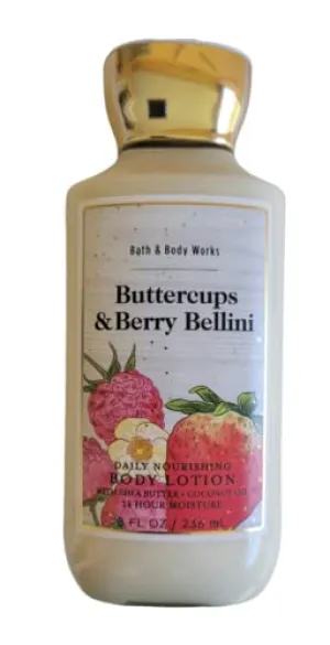 Bath and Body Works Super Smooth Body Lotion Sets Gift For Women 8 Oz (Buttercups & Berry Bellini)