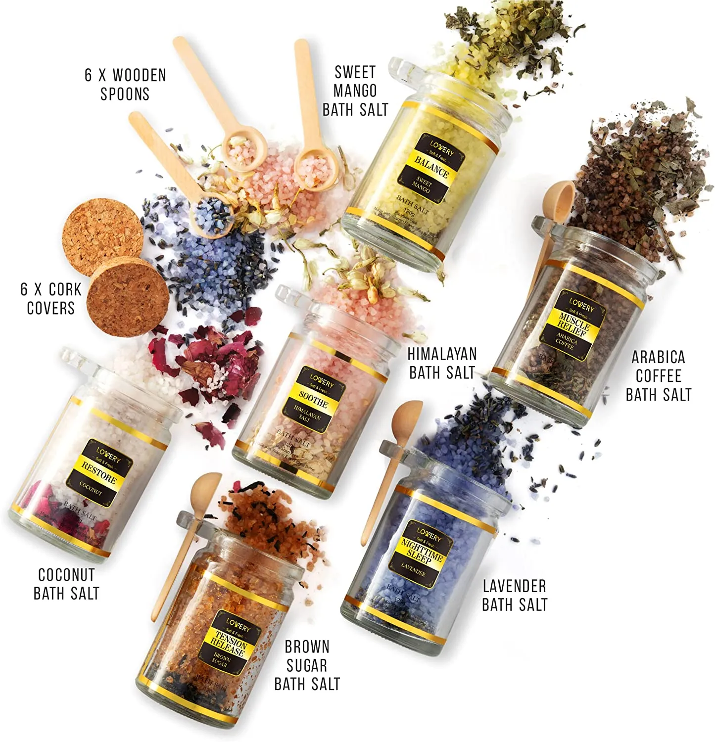 Bath Salts Gift Set - 12Pc Scented Spa Soaks