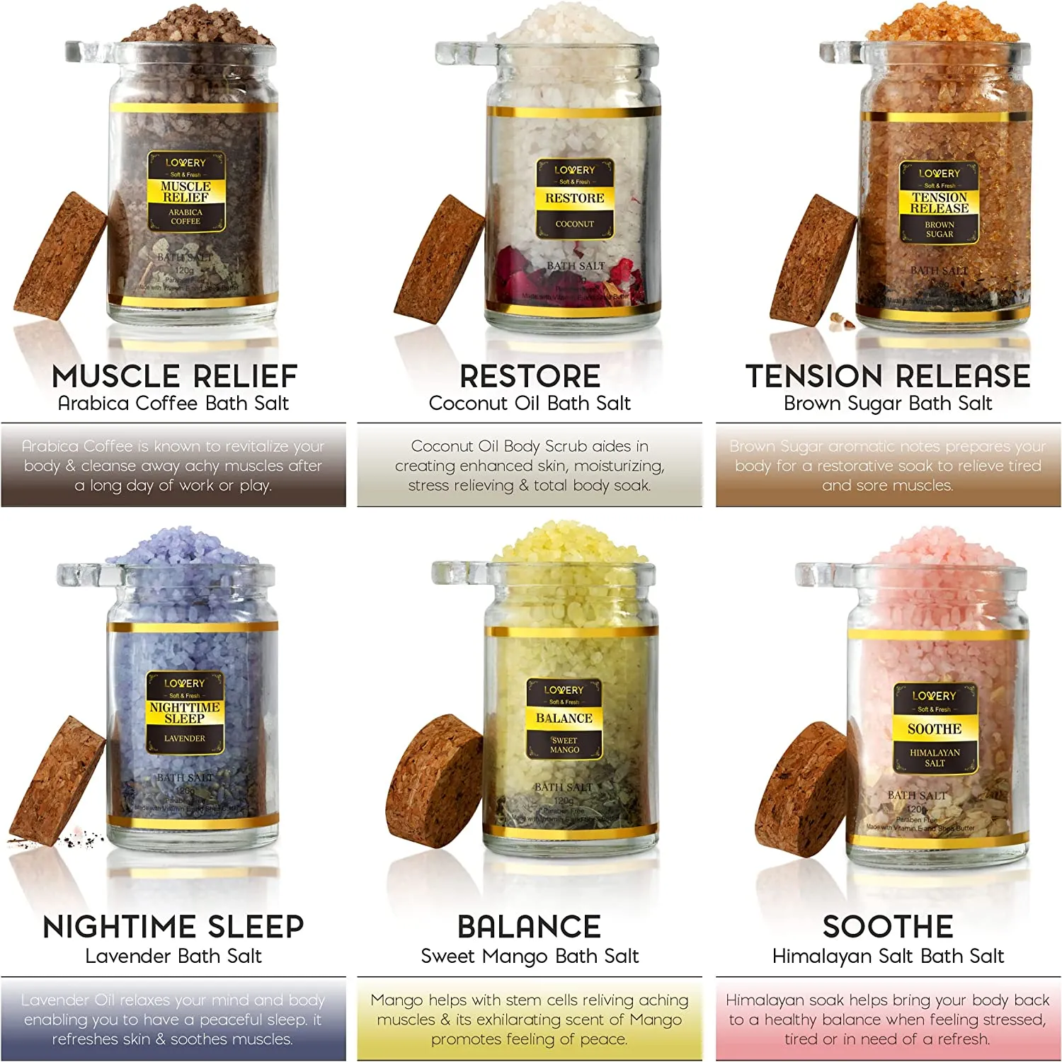 Bath Salts Gift Set - 12Pc Scented Spa Soaks