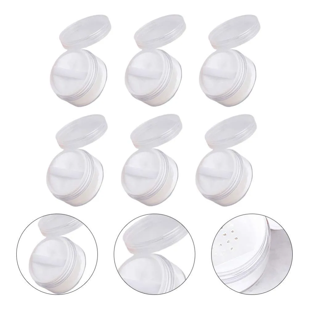 Beaupretty 6pcs Portable Loose Powder Boxes with Puff Travel Cosmetics Container Lightweight and Leak-resistant for Makeup The Go