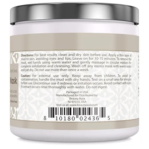 Beauty Aura Dead Sea Mud Mask 250 Grams 8.8 Fl Oz