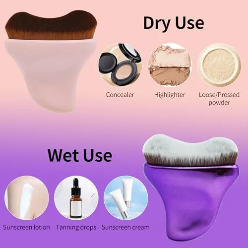 BEAUTYFACTOR Self Tanner Brush - Kabuki Brush Body Leg Makeup Brush for Self Tanning Gel Tanning Lotion,Sunscreen - Self Tanning Mitt Bronzer Brush for Face Body Self Tan (Pink)
