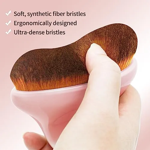 BEAUTYFACTOR Self Tanner Brush - Kabuki Brush Body Leg Makeup Brush for Self Tanning Gel Tanning Lotion,Sunscreen - Self Tanning Mitt Bronzer Brush for Face Body Self Tan (Pink)