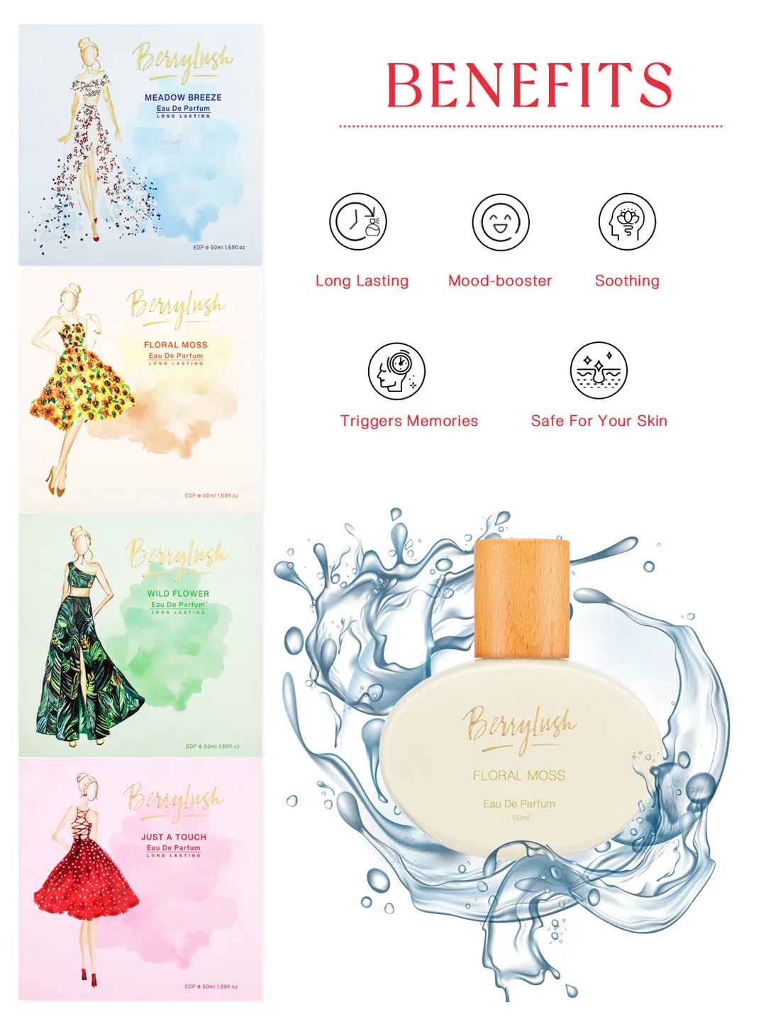 Berrylush Women Floral Moss Eau De Parfum Long Lasting Brunch Perfume - 50ml