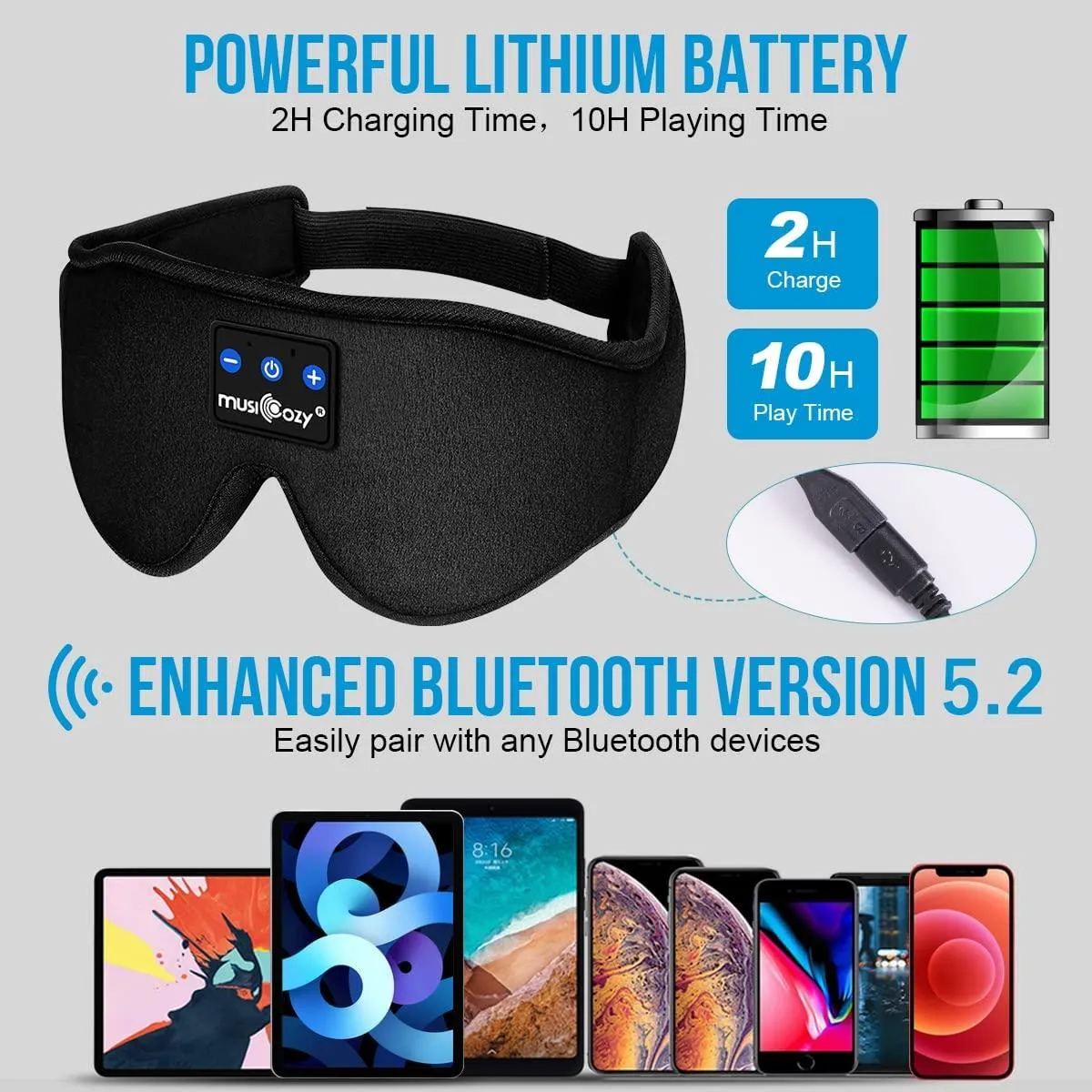 Bluetooth Wireless Sleeping Eye Mask,Office Travel Unisex Gifts